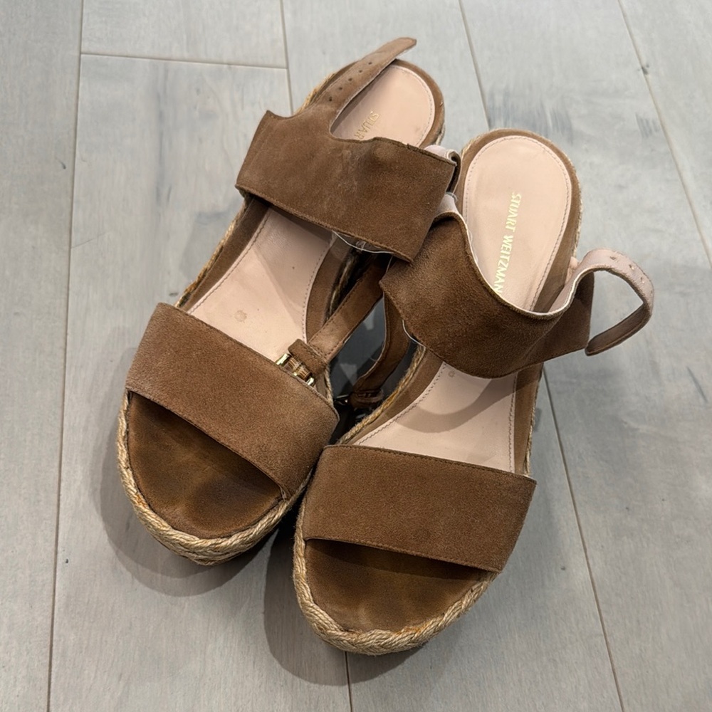 Stuart Weitzman Brown Suede Women's Wedge Sandals 7.5